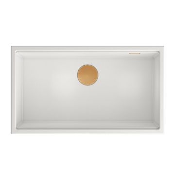 Chiuveta compozit sub blat Quadron Unique Clark 84x49 cm alb - cupru