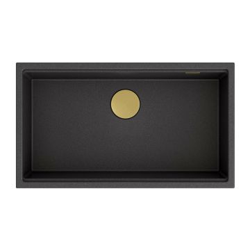 Chiuveta compozit sub blat Quadron Unique Clark 84x49 cm negru - auriu