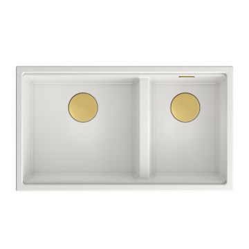 Chiuveta compozit sub blat Quadron Unique Clark alb - auriu 84x49 cm