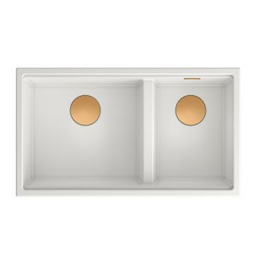 Chiuveta compozit sub blat Quadron Unique Clark alb - cupru 84x49 cm