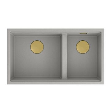 Chiuveta compozit sub blat Quadron Unique Clark gri - auriu 84x49 cm