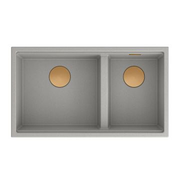 Chiuveta compozit sub blat Quadron Unique Clark gri - cupru 84x49 cm