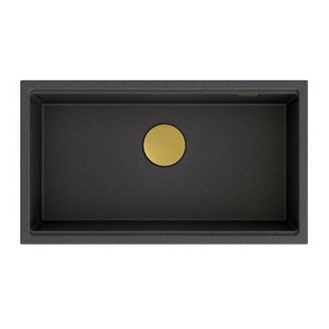 Chiuveta compozit sub blat Quadron Unique Clark negru - auriu 76x44 cm