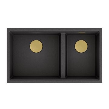 Chiuveta compozit sub blat Quadron Unique Clark negru - auriu 84x49 cm
