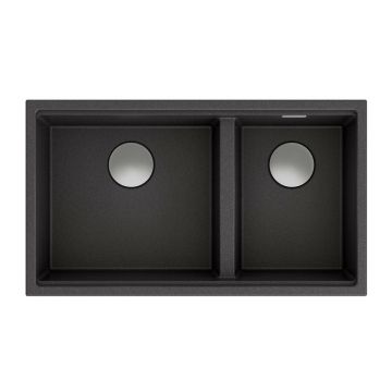 Chiuveta compozit sub blat Quadron Unique Clark negru - inox 84x49 cm