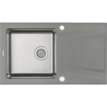 Chiuveta Deante Prime din granit gri metalic, cu cuva din inox 86x50 cm