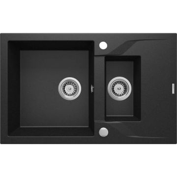 Chiuveta granit Deante Andante 49x78 cm 2 cuve cu picurator grafit