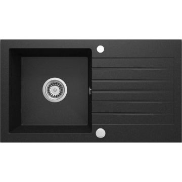 Chiuveta granit Deante Zorba 1 cuva cu picurator 44x76 cm grafit metalic