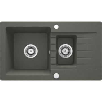Chiuveta granit Deante Zorba 2 cuve cu picurator 44x76 cm antracit