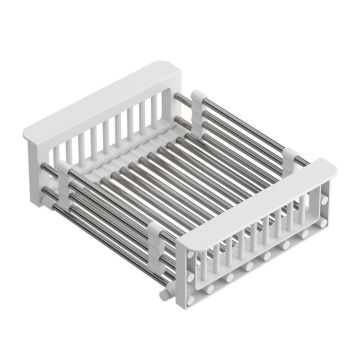 Cos scurgere dreptunghiular Quadron Unique inox - alb