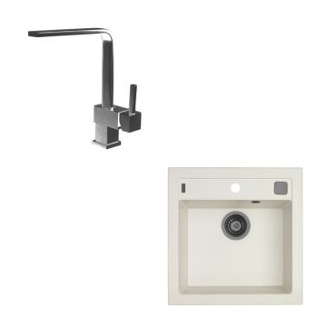 Set chiuveta bucatarie Alveus Formic 20 52x51 cm si baterie Laguna Monarch antracit