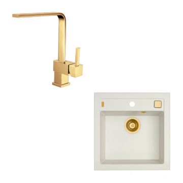 Set chiuveta bucatarie Alveus Formic 20 52x51 cm si baterie Laguna Monarch bronz