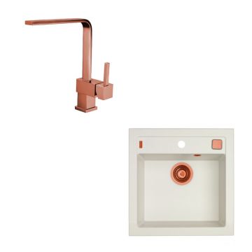 Set chiuveta bucatarie Alveus Formic 20 52x51 cm si baterie Laguna Monarch cupru