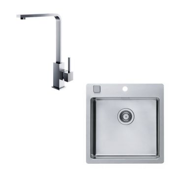 Set chiuveta bucatarie Alveus Pure 30 inox 52x53 cm si baterie Jenny Satin
