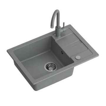 Set chiuveta bucatarie Quadron Go Smart cu baterie Kate gri 62x44 cm