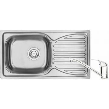 Set chiuveta bucatarie si baterie Deante Doppio finisaj inox-satin 78x43 cm