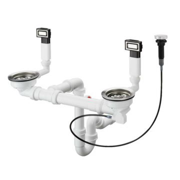 Sifon automat Hansgrohe D15-11 pentru chiuveta din granit cu doua cuve