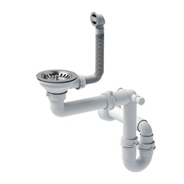 Sifon cu capac scurgere Quadron Unique finisaj inox pentru chiuvete granit