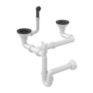 Sifon cu capac scurgere Quadron Unique negru carbon pentru chiuvete granit 2 cuve
