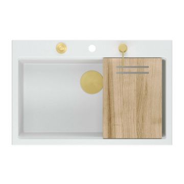 Statie de lucru incastrata Quadron Unique Marc alb - auriu 76x50 cm