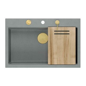 Statie de lucru incastrata Quadron Unique Marc gri - auriu 76x50 cm