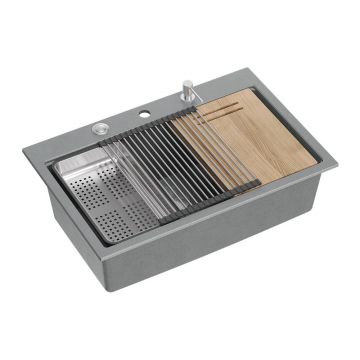 Statie de lucru incastrata Quadron Unique Marc gri - inox 76x50 cm